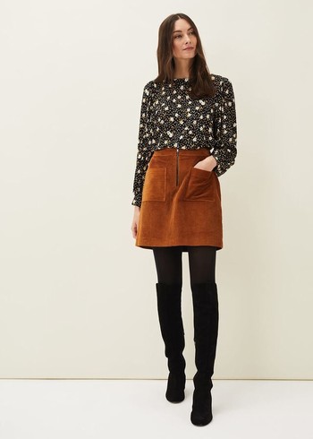 Phase Eight Kennedy Corduroy Skirts Brown USA | 0795341-LF